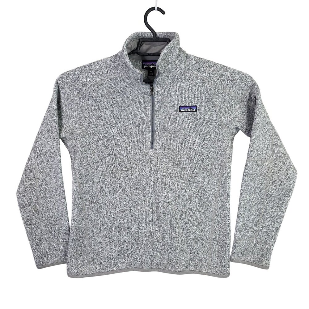 Womens Patagonia Gray 1/4 Zip Fleece Pullover Sweater Long Sleeve Polyester M - Picture 1 of 8